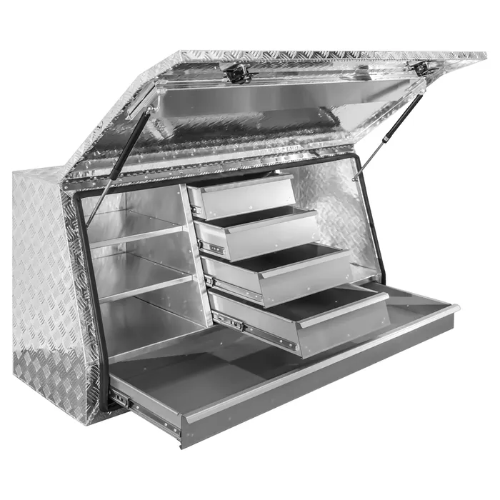 Aluminium Chequer Plate Ute Toolbox - 1400x500x700mm - 5 Drawer