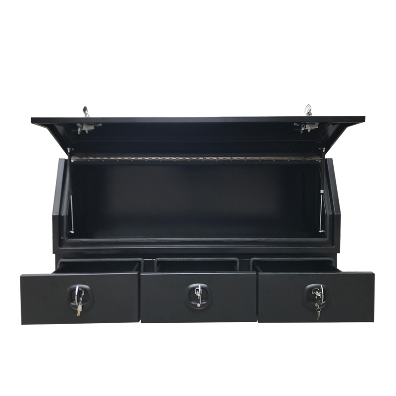 1750mm Flat alloy Half open Toolbox with 3 drawers in Black color