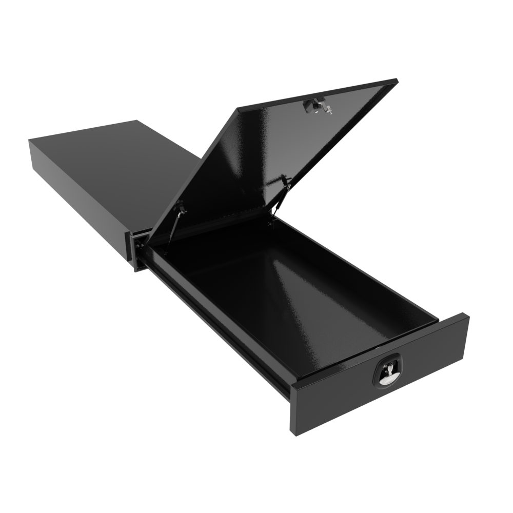1600MM Aluminium Ute Tool box Under Tray Toolbox Trundle Roller Tray Slide Out Drawer Toolbox Benchtop Lid