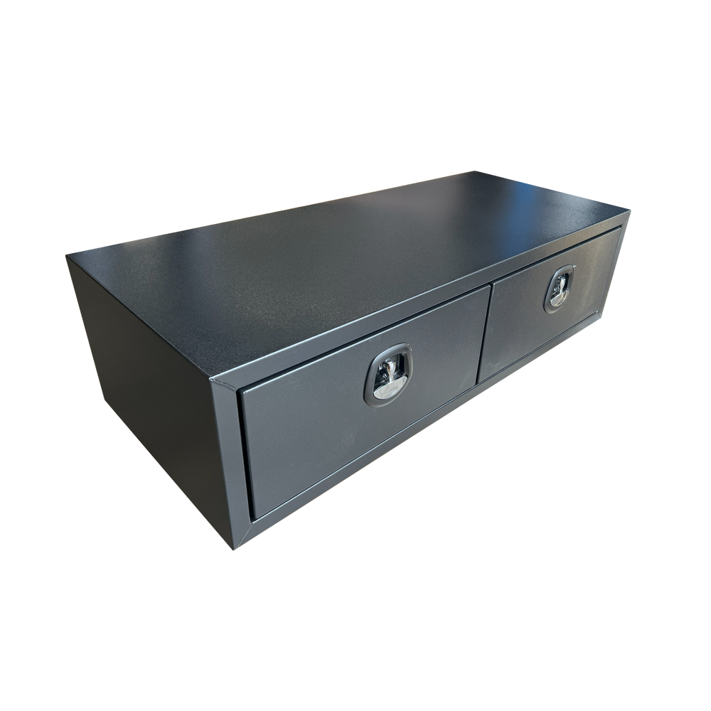 1400 x 600 x 380mm Black Alloy 2 Drawer Unit for Ute Truck Tool box Canopy Caravan Toolbox 1400-2DB